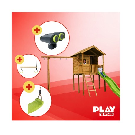 Balançoire Maël tour et portique avec kit commando